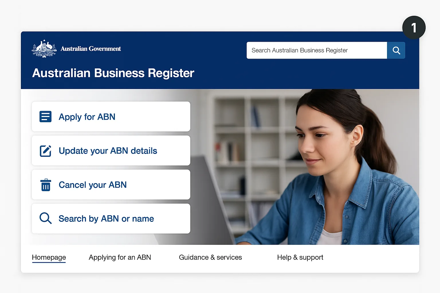 مرحله اول ثبت‌نام ABN در سایت Australian Business Register
