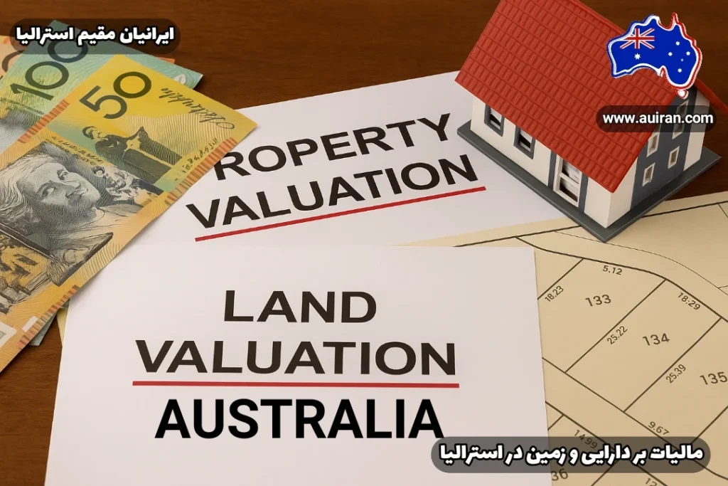 مالیات بر دارایی و زمین در استرالیا – اسکناس‌های استرالیایی، مدل خانه و نقشه قطعات زمین