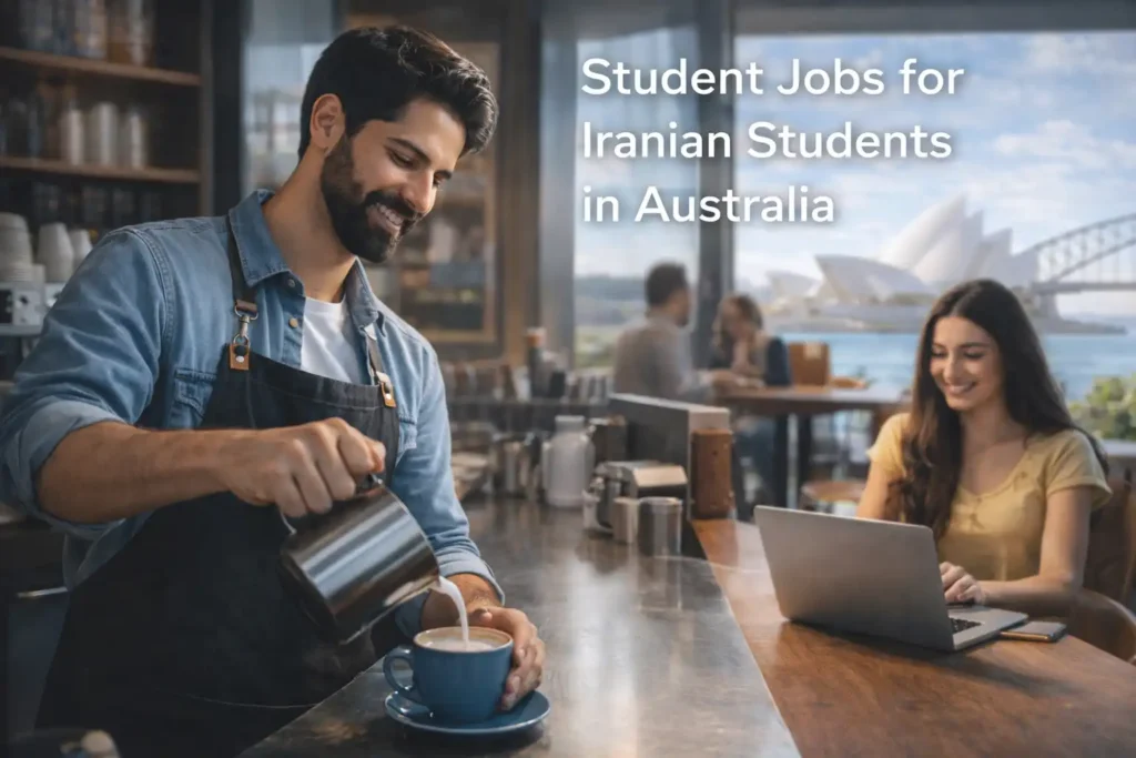 مشاغل پاره وقت دانشجویی برای دانشجویان ایرانی در استرالیا، سناریوی شغلی در کافه در سیدنی را نشان میدهد